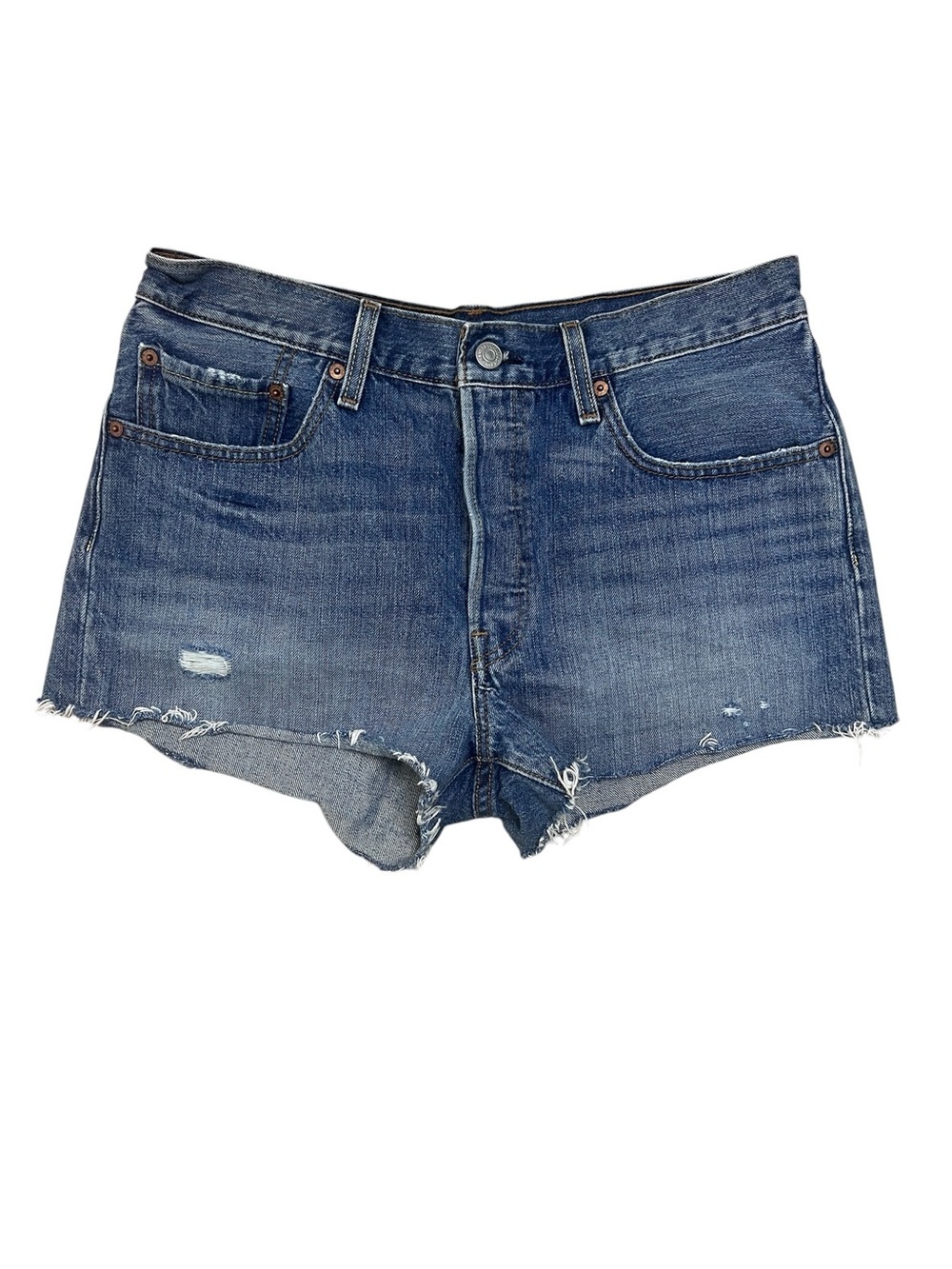 Levi’s 501 Original Fit High Rise Denim Cutoff Shorts - Blue Cotton